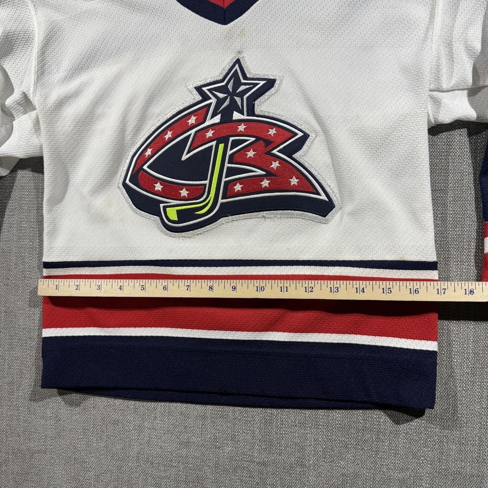 Columbus Blue Jackets Jersey Boys Medium White NHL Hockey CCM Youth Canada - Picture 6 of 9